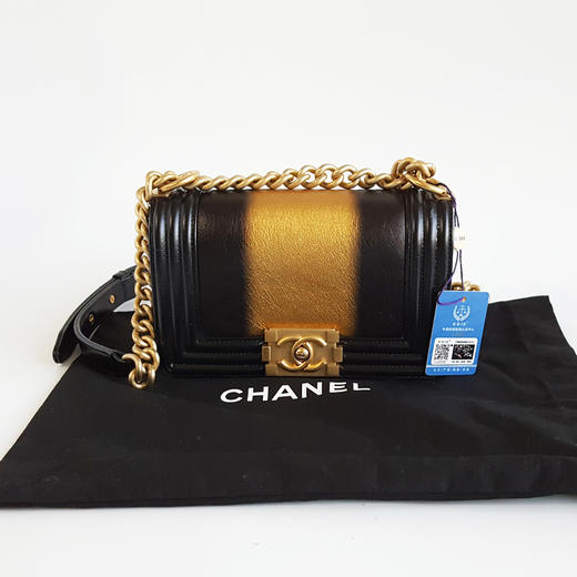 【95新】CHANEL香奈儿Leboy系列A67085 B06016 NC922小号黑金渐变拼色Leboy链条包单肩斜挎包101125NJT51 商品图1