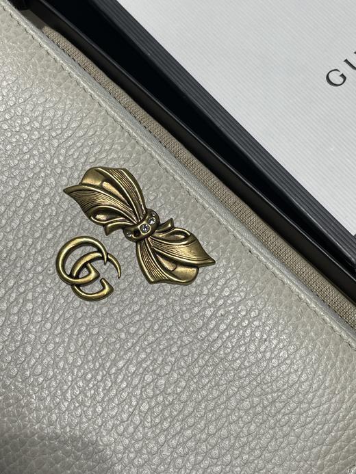 【超惠秒】GUCCI GG Marmont 白色真皮带钻缎带金属logo 长钱包/手拿包 11606 商品图8