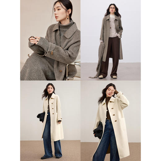 【内购】阿拉善手工牛角扣大衣纯羊毛中长款大衣-W44O55978 商品图3