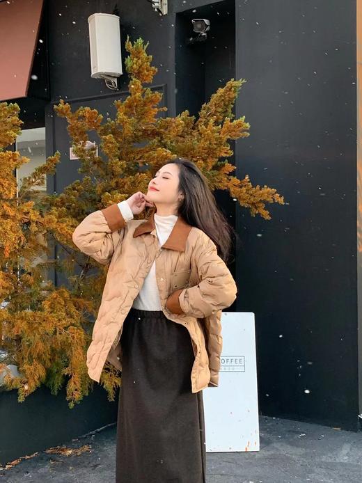 【百图lulu定制】【沙丘鹅绒服】90白鹅绒 一手长款 小个子显高 麂皮翻领保暖 鹅绒服 商品图3