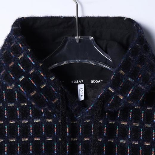 SDSA男士秋冬新款痞帅男装韩版绒毛彩色格纹格子连帽卫衣休闲百搭 商品图1