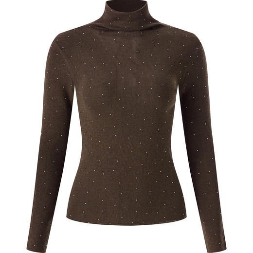 「高货wl」全新升级【铂金会员174/天猫229/差价55】(71908)洛诗琳气质满天星烫钻针织衫2025秋冬高领套头打底上衣女 商品图4