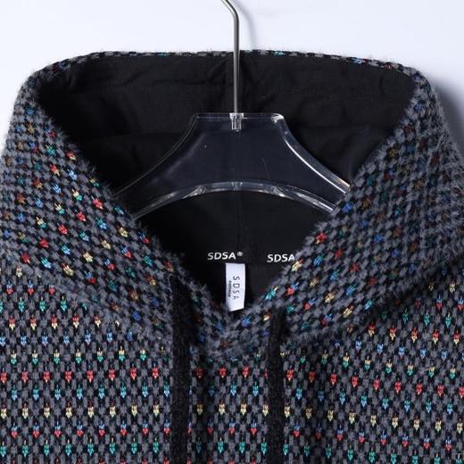 WY1343SDSA男士秋冬新款痞帅男装潮牌彩色刺绣条纹绒毛抽绳连帽卫衣百搭 商品图2