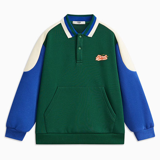 【MQD】童装男大童冬学院风撞色运动加绒翻领卫衣 商品图4