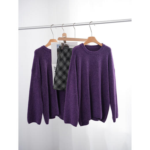 【黑加仑葡萄紫兔毛毛衣】定染纱线巨显白 不挑肤色 面料软糯亲肤 商品图1