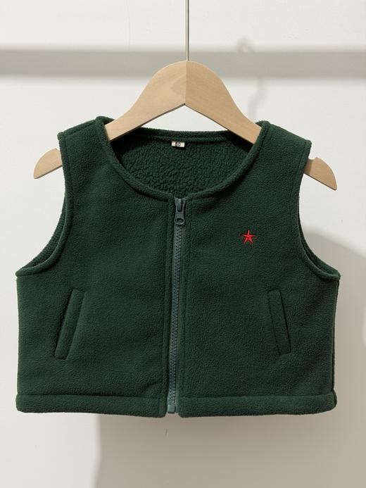 【儿童双面摇粒绒背心马甲】军绿色/藏蓝色摇粒绒保暖小马甲zyx 商品图2
