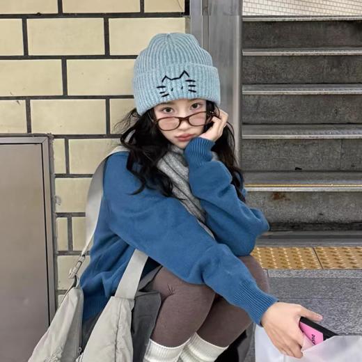 <曾小咸推荐> 线条小猫针织帽 日常89/件  商品图0