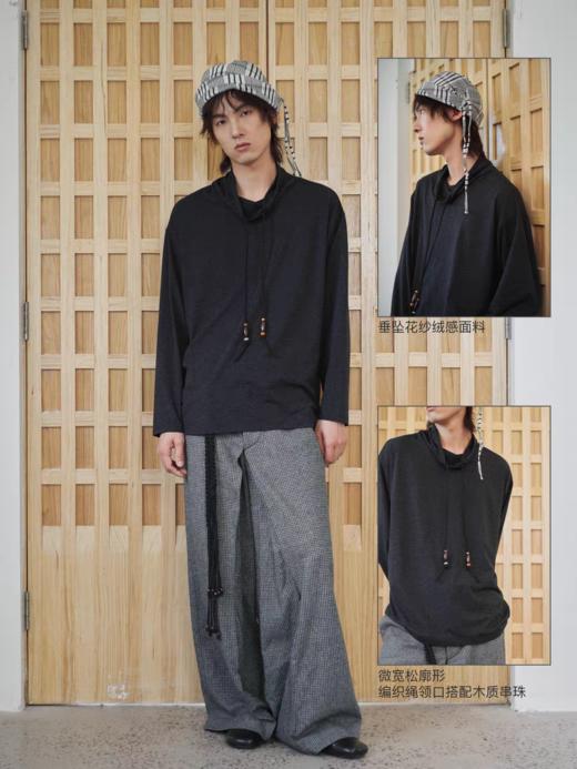 共和GongheRepub/GH24037/「黑胡椒」高领花纱宽松长袖T恤 商品图1