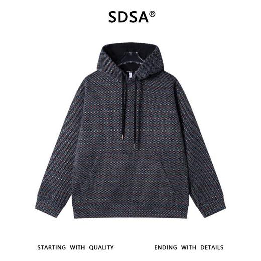 WY1343SDSA男士秋冬新款痞帅男装潮牌彩色刺绣条纹绒毛抽绳连帽卫衣百搭 商品图1