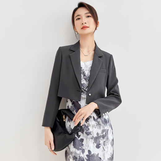 【内购】气质通勤西装领一粒扣小个子短款长袖休闲西装外套-153XC3221X 商品图2