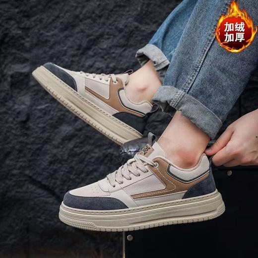【HF】无忧购 秋冬加绒男士板鞋潮流百搭防滑运动休闲皮鞋K625（截单后3-5天发货） 商品图2
