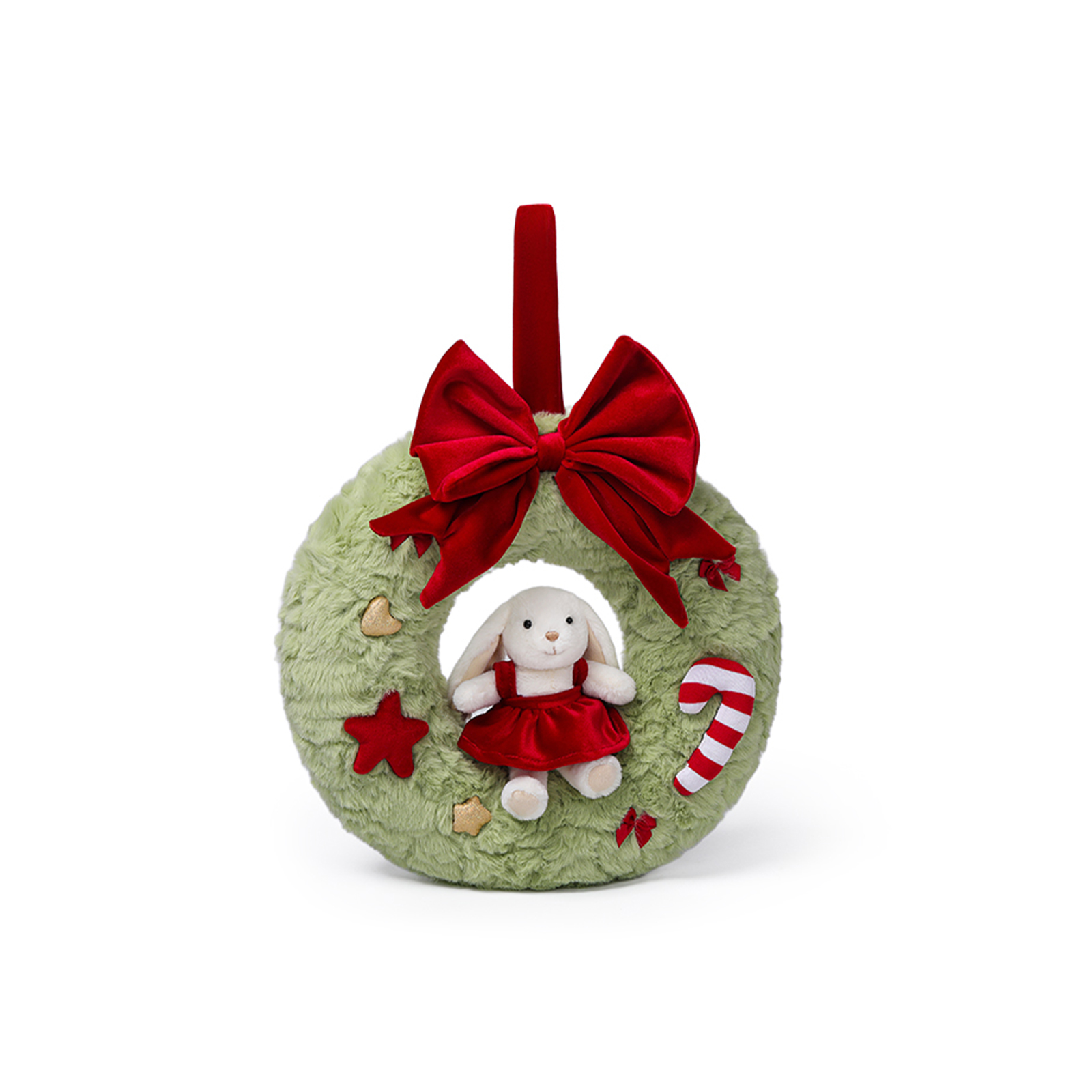 MChugs 圣诞来瑞特兔松枝花环 30CM 饰毛绒娃娃摆件生日礼物公仔