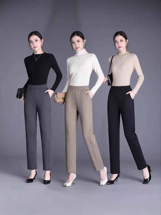 【舒适好搭❗️触感柔软】2025加绒休闲裤加厚哈伦裤新款秋冬宽松小脚裤高腰显瘦九分铅笔裤。ja 商品图3