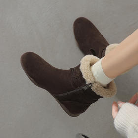 OLD 12751加绒复古切尔西雪地靴低跟加厚保暖短靴