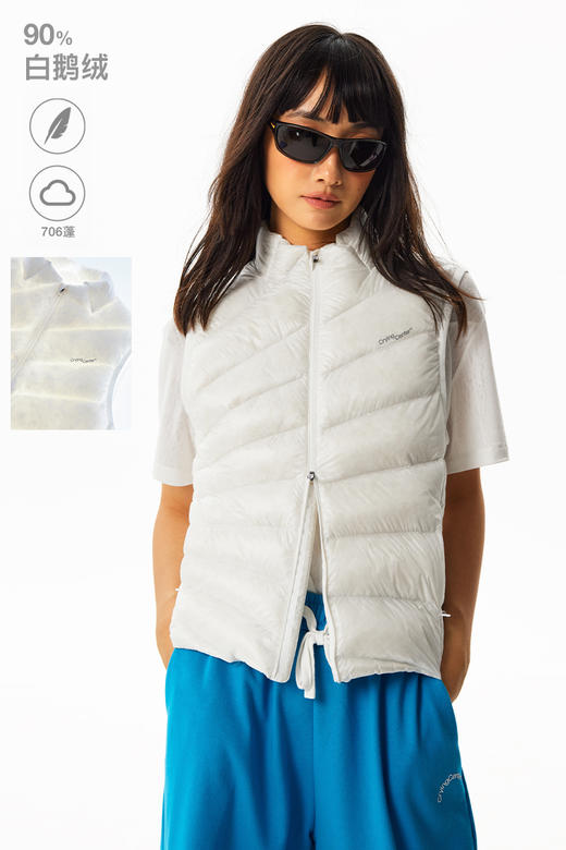 CryingCenter半透明暖冬立领收腰放射排骨状轻量无胆羽绒马甲 商品图5