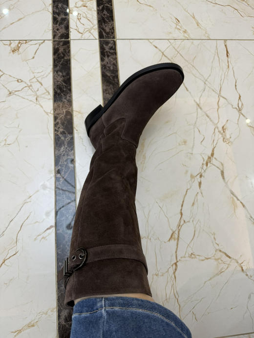 1118-8 SW 25爆款 皮带搭扣 侧拉链 机车风 骑士长靴 及膝靴 长筒靴 帅气跟脚 商品图1