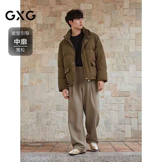 GXG男装 棕咖色灯芯绒肌理立领棉服休闲夹克外套 25年冬季新品 商品图1