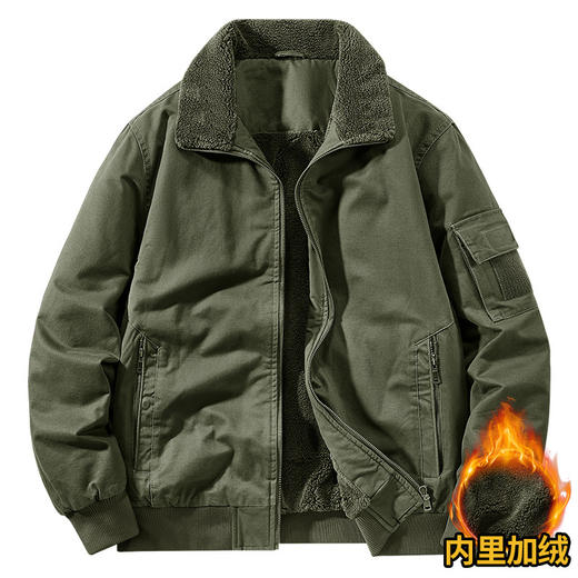 新款户外休闲立领外套冬季双面穿男士棉加绒加厚水洗工装夹克外套 商品图0