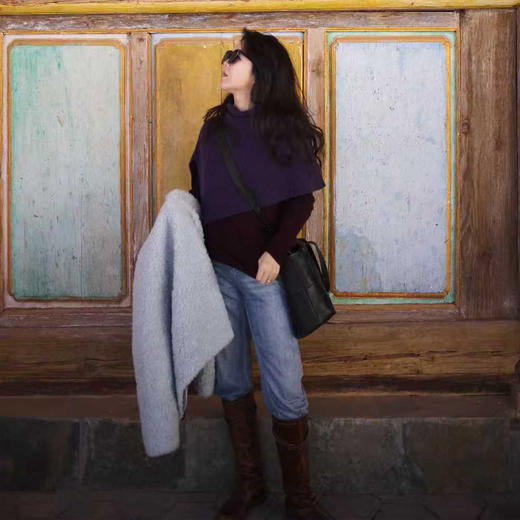 绽放/KSX002朵纯羊毛针织高领氛围感冬季披肩外搭小坎肩多色保暖 商品图3