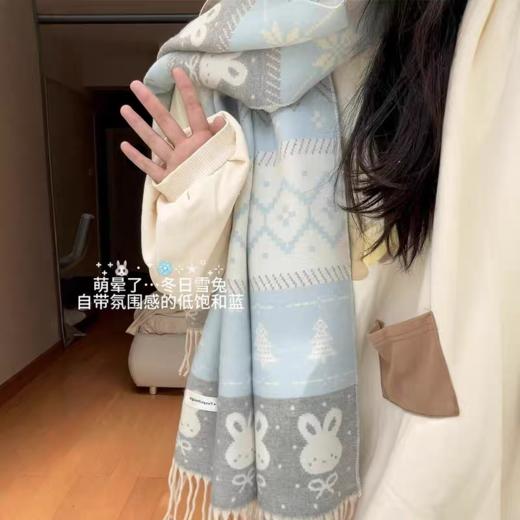 <曾小咸推荐> 费尔岛韩系小兔披肩围巾 日常价89/件 活动价59！！【预售款，预计3-15天发货】 商品图1