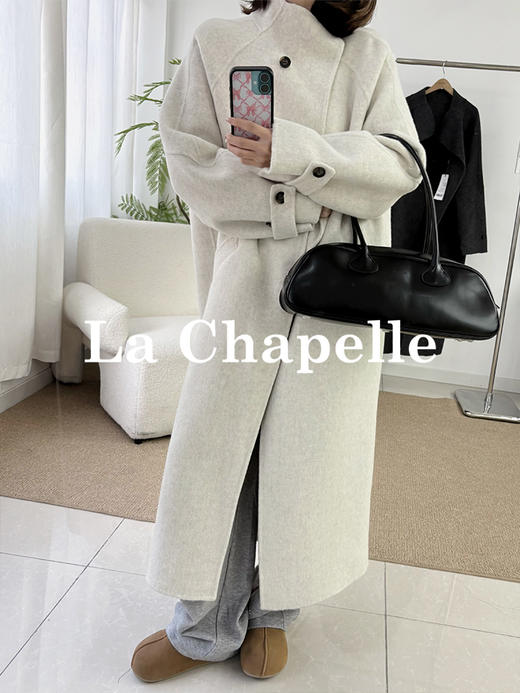 会员福利【官网2k+高端质感】拉夏贝尔/La Chapelle立领廓形绵羊毛大衣~松弛氛围感气质长款外套 商品图5