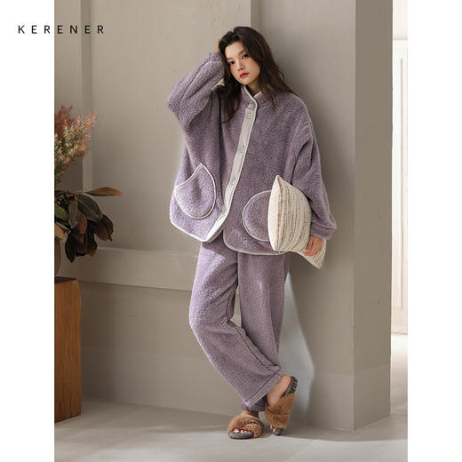 可人儿原创冬季舒棉绒女士睡衣韩系加厚保暖可外穿珊瑚绒家居服 商品图3