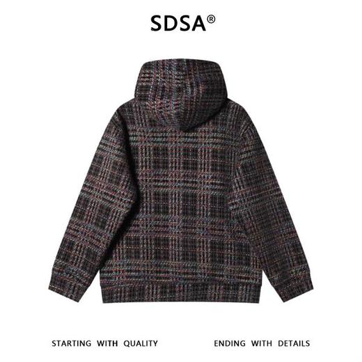 WY1340SDSA男士秋冬新款痞帅男装美式复古彩色格子抽绳连帽卫衣宽松潮流 商品图5