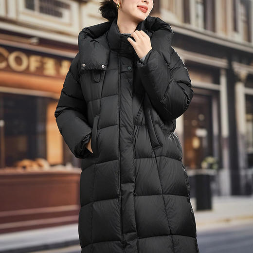 「高货kbnq」全新升级【铂金会员809/天猫1089/差价280】(04744)洛诗琳新款连帽中长款羽绒服2025冬季加厚过膝保暖外套 商品图1