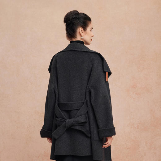 QH913斯尔丽25新款软糯经典翻领欧范OL气质中长款大衣 商品图9