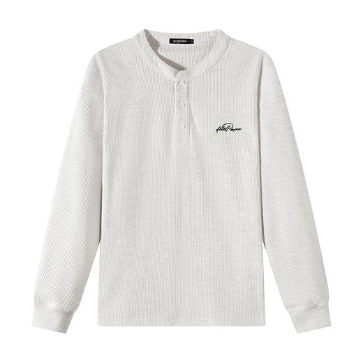 gxg.jeans男装【肌理感面料】男士长袖T恤25秋款字母绣花叠穿内搭打底衫上衣K&C 商品图5