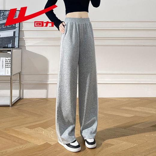 回力蕾丝边运动裤女2025新款春秋款阔腿裤休闲小个子垂感直筒卫裤 商品图5
