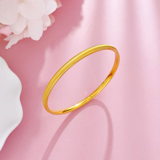 【限时克减150元】足金 #CNC  无氰5D空心固口手镯CNC丝绒金固口手镯（面宽约3.8-4.2mm）(AR5DSZ10003),(预售产品下单后不退款不退货不换货不补差价) 商品图1