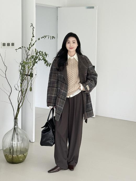 美杜莎蒂娜CT3758宽松落肩式中长款100%羊毛大衣 商品图0