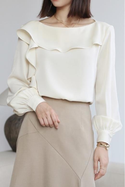 Le Malene 温柔减龄法式荷叶领气质衬衫 21517 商品图0