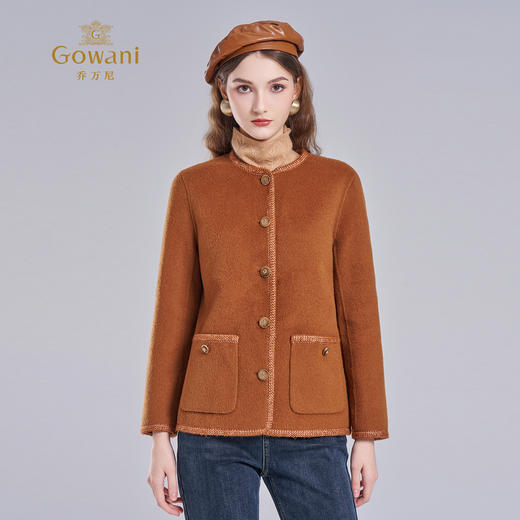 乔万尼新品2025冬小香风复古千金感绵羊毛羊驼混纺短款外套ED4B739 商品图1