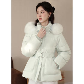 鹿向南「多伦多情书」绿色鸭绒中长款羽绒服冬季加厚小清新外套女