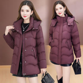 QYM T27简约=中长款遮肉新款保暖休闲连帽加厚羽绒服