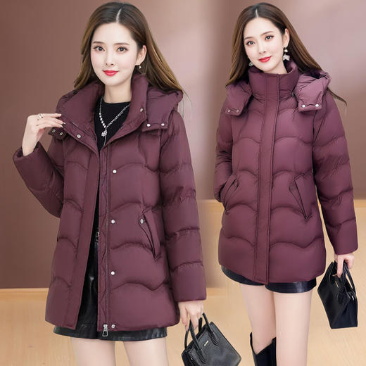 QYM T27简约=中长款遮肉新款保暖休闲连帽加厚羽绒服 商品图0