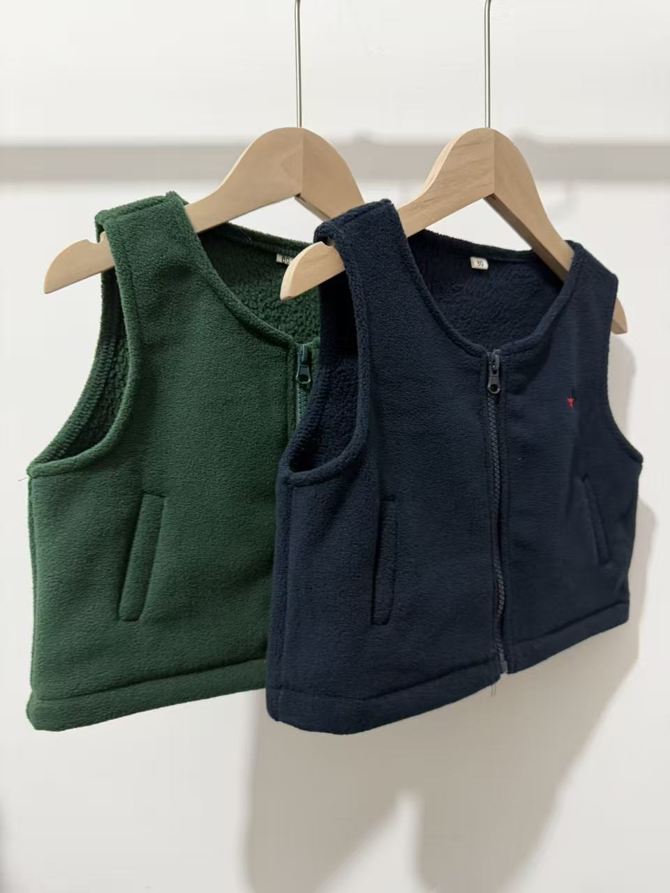 【儿童双面摇粒绒背心马甲】军绿色/藏蓝色摇粒绒保暖小马甲zyx