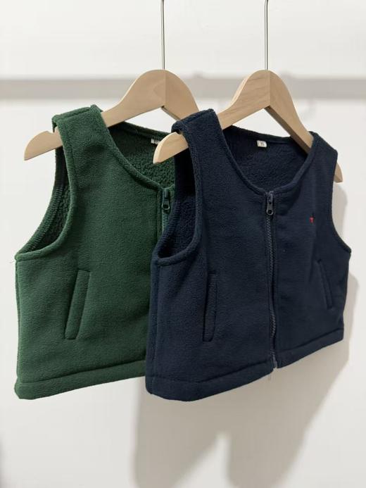 【儿童双面摇粒绒背心马甲】军绿色/藏蓝色摇粒绒保暖小马甲zyx 商品图0