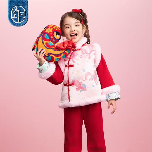 小马宝莉联名年衣童装锦缎套装冬季新款小马宝莉新年织锦缎套装 商品图2