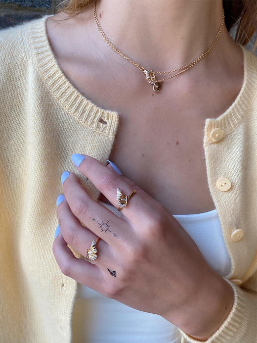 LHWINDSO 温莎珠宝   蝶影组合戒指 项链 商品图3