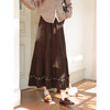 鹿鹿向南「与古为雅」复古风咖色半身裙女秋冬高腰垂感中长款A字裙 商品缩略图3