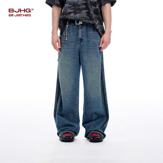 BJHG不计后果美式复古牛仔裤子男款秋季2025新款潮牌高街直筒裤女 商品图3