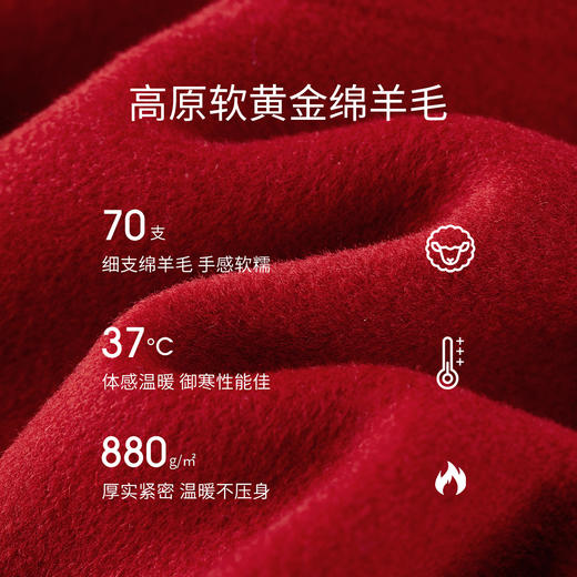 【内购】【100%绵羊毛】都市通勤圆领撞色扣保暖厚双面呢小巧外套-W54OG3692X 商品图4