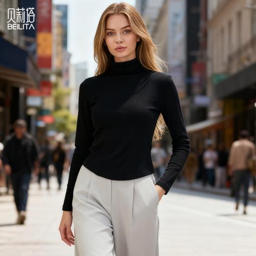 贝莉塔加厚高领慕斯羊绒秋冬保暖长袖上衣BLT5213女士瑜伽服堆堆领 商品图9
