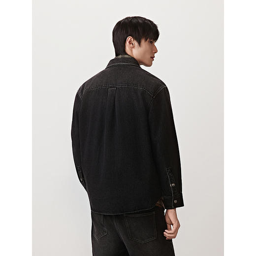 GXG男装 撞色绣花牛仔衬衫通勤男休闲外套长袖上衣 2025秋季 商品图4