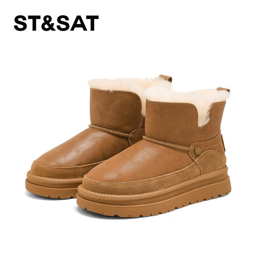 星期六复古拼接厚底防滑雪地靴SSD4118CYX 商品图8