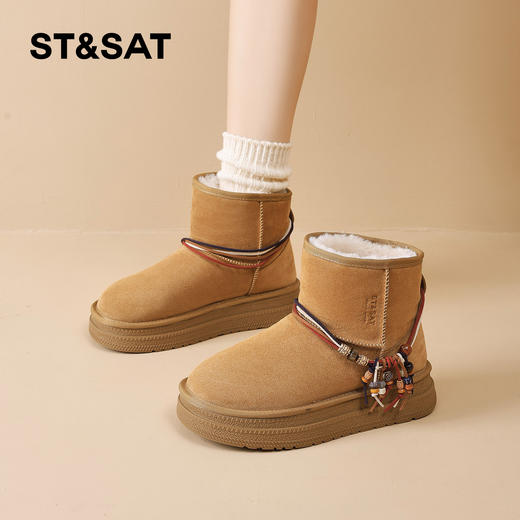 星期六民族风挂饰百搭雪地靴SSD411AT7H 商品图0