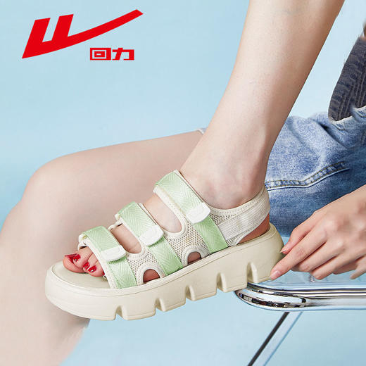 回力凉鞋女2025夏季多巴胺透气女鞋厚底百搭魔术贴运动沙滩鞋女款 商品图3